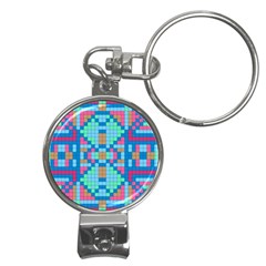 Checkerboard-squares-abstract Nail Clippers Key Chain by Semog4