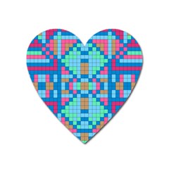 Checkerboard-squares-abstract Heart Magnet by Semog4