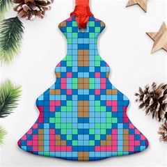 Checkerboard-squares-abstract Christmas Tree Ornament (two Sides) by Semog4