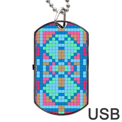 Checkerboard-squares-abstract Dog Tag Usb Flash (one Side) by Semog4