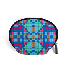 Checkerboard-squares-abstract Accessory Pouch (small) by Semog4