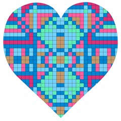 Checkerboard-squares-abstract Wooden Puzzle Heart by Semog4