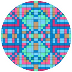 Checkerboard-squares-abstract Wooden Puzzle Round by Semog4