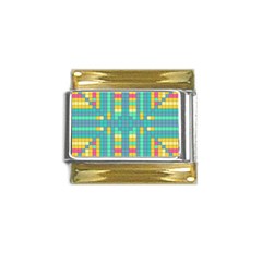 Checkerboard-squares-abstract- Gold Trim Italian Charm (9mm) by Semog4