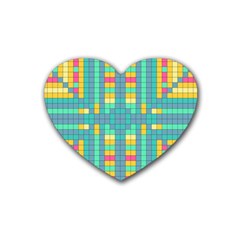 Checkerboard-squares-abstract- Rubber Coaster (heart) by Semog4