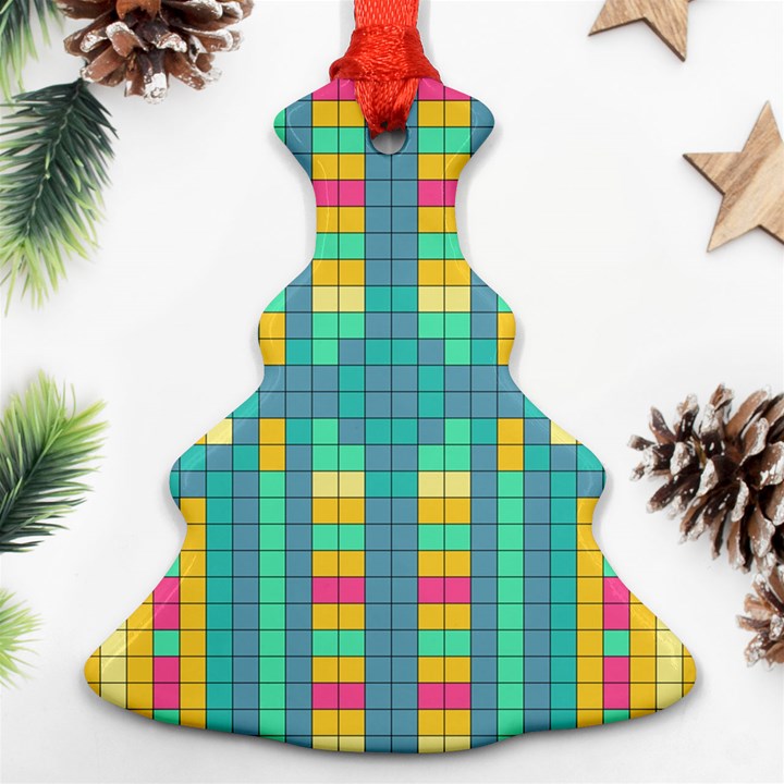 Checkerboard-squares-abstract- Ornament (Christmas Tree) 