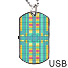 Checkerboard-squares-abstract- Dog Tag Usb Flash (one Side) by Semog4