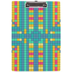 Checkerboard-squares-abstract- A4 Acrylic Clipboard by Semog4