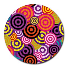 Abstract-circles-background-retro Round Mousepad by Semog4