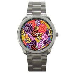 Abstract-circles-background-retro Sport Metal Watch by Semog4