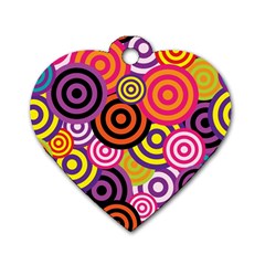 Abstract-circles-background-retro Dog Tag Heart (one Side) by Semog4