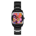 Abstract-circles-background-retro Stainless Steel Barrel Watch Front