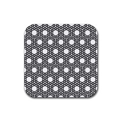 Geometric-floral-curved-shape-motif Rubber Coaster (square) by Semog4