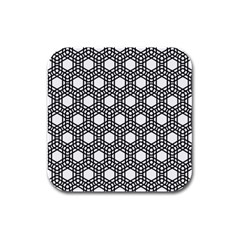 Geometric-floral-curved-shape-motif Rubber Square Coaster (4 Pack) by Semog4