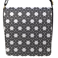 Geometric-floral-curved-shape-motif Flap Closure Messenger Bag (s) by Semog4