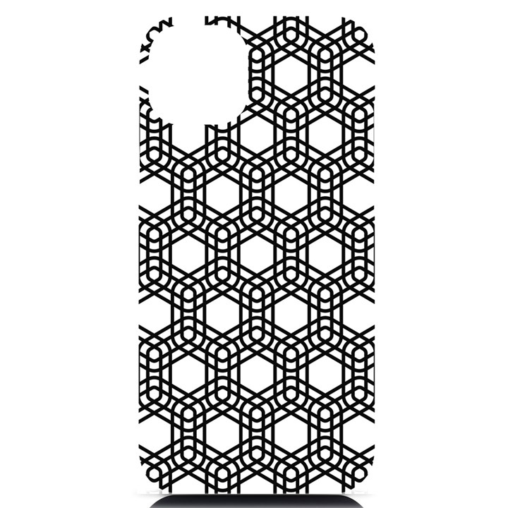 Geometric-floral-curved-shape-motif iPhone 14 Plus Black UV Print Case