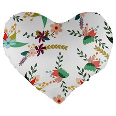 Floral-backdrop-pattern-flower Large 19  Premium Heart Shape Cushions by Semog4