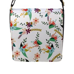 Floral-backdrop-pattern-flower Flap Closure Messenger Bag (l) by Semog4