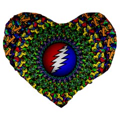 Grateful Dead Large 19  Premium Heart Shape Cushions by Semog4