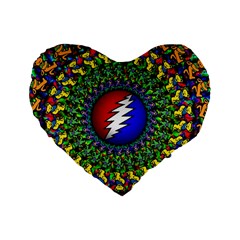 Grateful Dead Standard 16  Premium Flano Heart Shape Cushions by Semog4