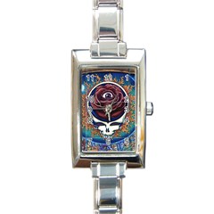 Grateful Dead Skull Rose Rectangle Italian Charm Watch by Semog4