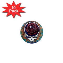 Grateful Dead Skull Rose 1  Mini Magnet (10 Pack)  by Semog4