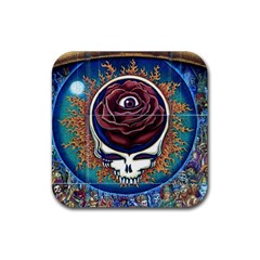 Grateful Dead Skull Rose Rubber Coaster (square) by Semog4