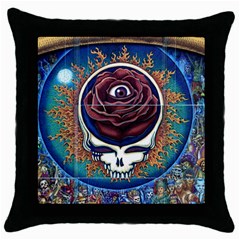 Grateful Dead Skull Rose Throw Pillow Case (black) by Semog4