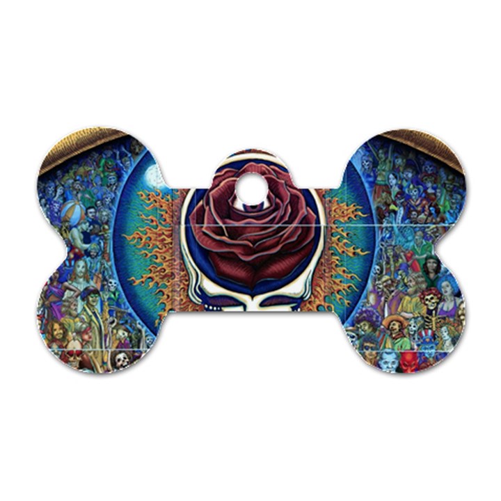 Grateful Dead Skull Rose Dog Tag Bone (Two Sides)