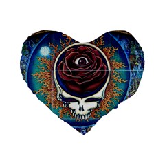 Grateful Dead Skull Rose Standard 16  Premium Flano Heart Shape Cushions by Semog4