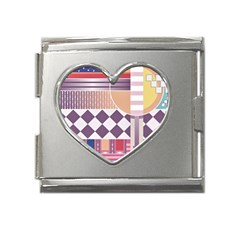 Abstract Shape Color Gradient Mega Link Heart Italian Charm (18mm) by Semog4