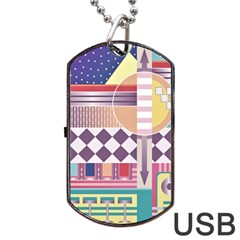 Abstract Shape Color Gradient Dog Tag Usb Flash (one Side) by Semog4