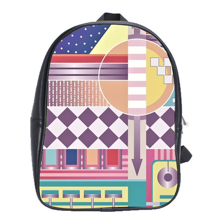 Abstract Shape Color Gradient School Bag (XL)