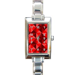 Red Diamond Shapes Pattern Rectangle Italian Charm Watch by Semog4