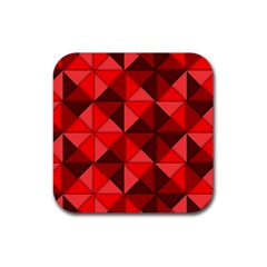 Red Diamond Shapes Pattern Rubber Coaster (square) by Semog4