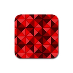 Red Diamond Shapes Pattern Rubber Square Coaster (4 Pack) by Semog4