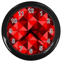 Red Diamond Shapes Pattern Wall Clock (black) by Semog4