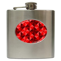 Red Diamond Shapes Pattern Hip Flask (6 Oz) by Semog4