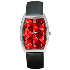 Red Diamond Shapes Pattern Barrel Style Metal Watch by Semog4