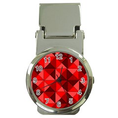 Red Diamond Shapes Pattern Money Clip Watches by Semog4