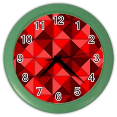 Red Diamond Shapes Pattern Color Wall Clock by Semog4