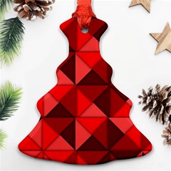 Red Diamond Shapes Pattern Christmas Tree Ornament (two Sides) by Semog4