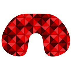 Red Diamond Shapes Pattern Travel Neck Pillow by Semog4