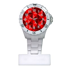 Red Diamond Shapes Pattern Plastic Nurses Watch by Semog4