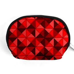 Red Diamond Shapes Pattern Accessory Pouch (medium) by Semog4