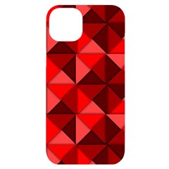 Red Diamond Shapes Pattern Iphone 14 Plus Black Uv Print Case