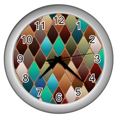 Diamond Shapes Pattern Wall Clock (silver) by Semog4