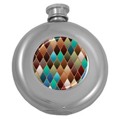 Diamond Shapes Pattern Round Hip Flask (5 Oz) by Semog4