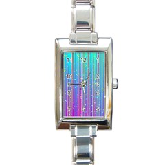 Blue Magenta Speckles Line Rectangle Italian Charm Watch by Semog4