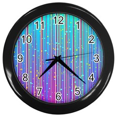 Blue Magenta Speckles Line Wall Clock (black) by Semog4